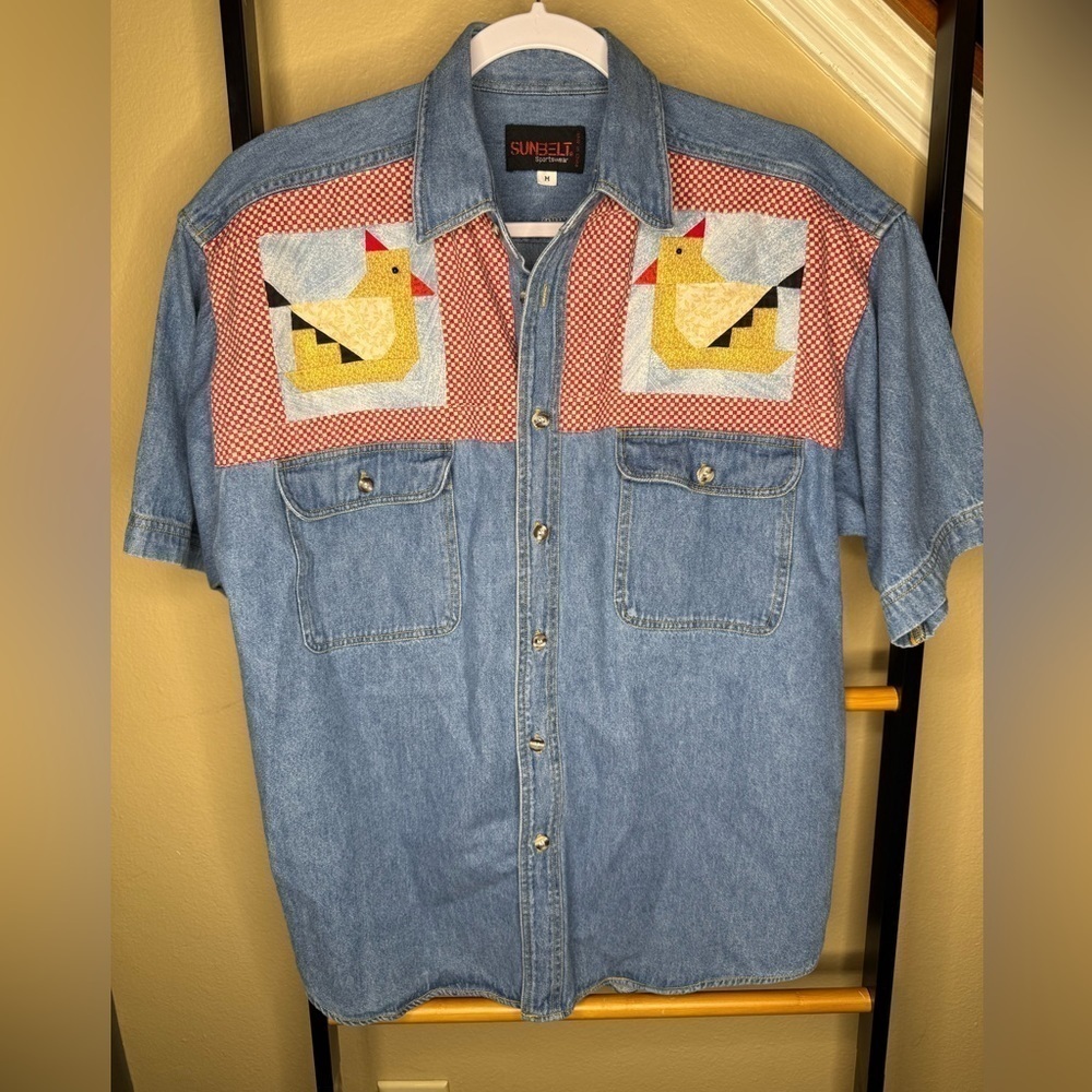 Vintage Sunbelt Sportswear Denim Patchwork Cottagecore Chicken Sun Heart - Picture 5 of 12